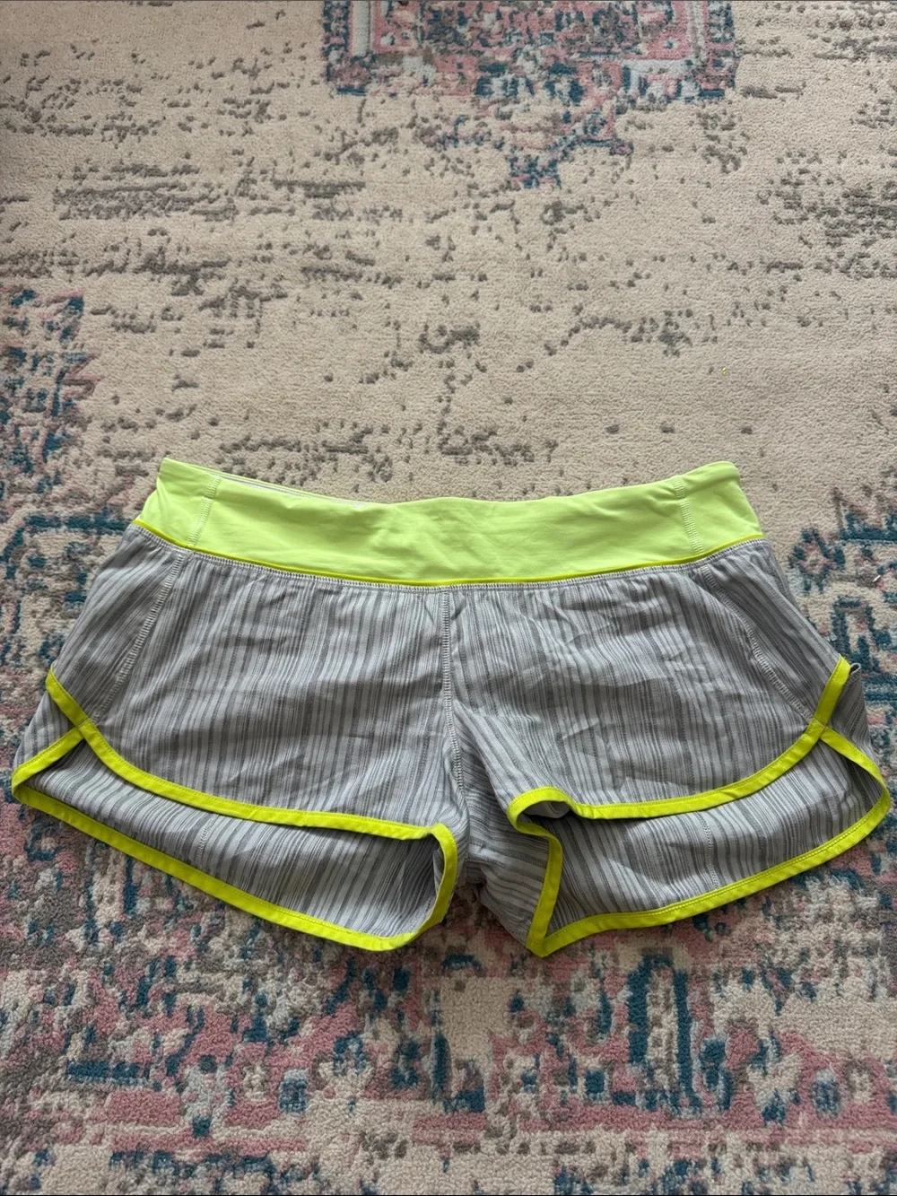 lululemon athletica Gray Shorts with Neon Yellow Trim